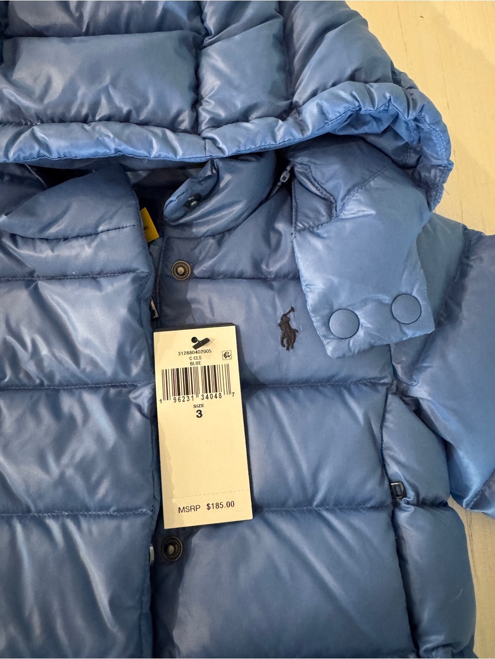 Polo by Ralph Lauren Royal Blue Quilted Puffer Jacket with Hood - Picture 3 of 3